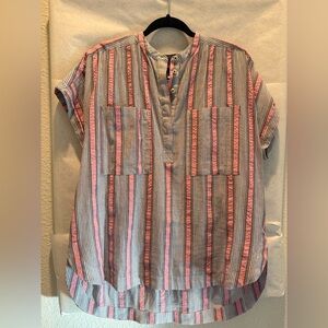 Maeve Striped Short Sleeve Blouse
